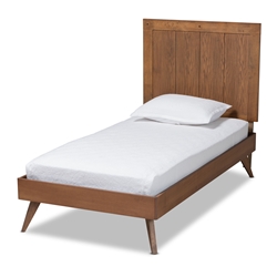 Baxton Studio Valin Modern and Contemporary Ash Walnut Finished Wood Twin Size Headboard